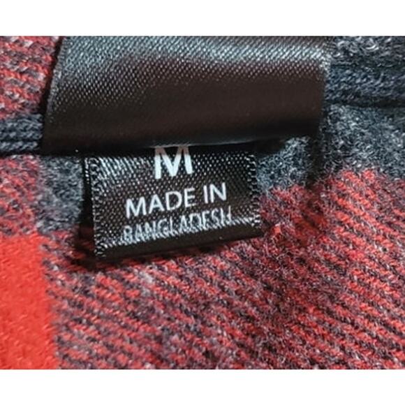 Burnside B8212 Woven Plaid Mens Flannel Shirt Sz M With Biased Pocket Red Black - Picture 8 of 8